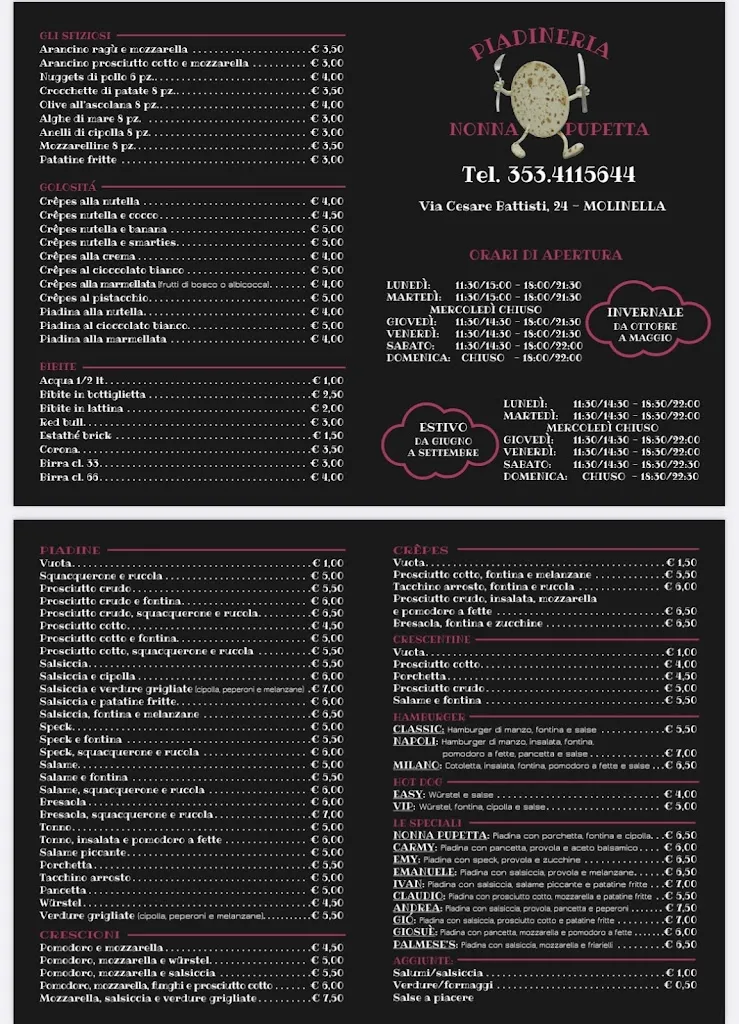 Menu_PIADINERIA NONNA PUPETTA_Molinella_image_1