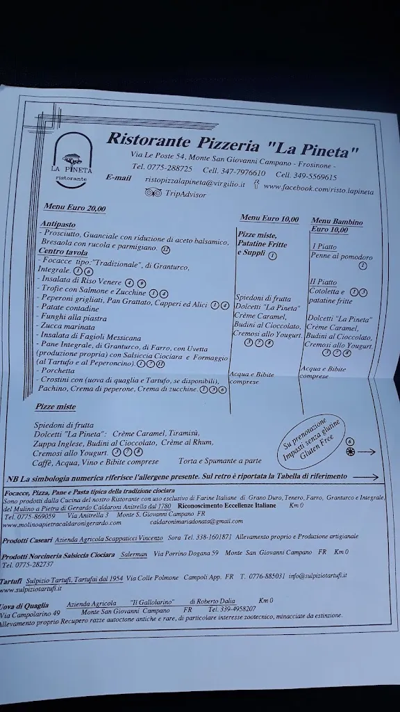 Menu_Ristorante Pizzeria 