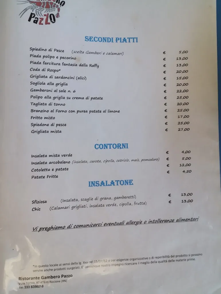 Menu_Ristorante di pesce Riccione Gambero Pazzo_Misano Adriatico_image_1