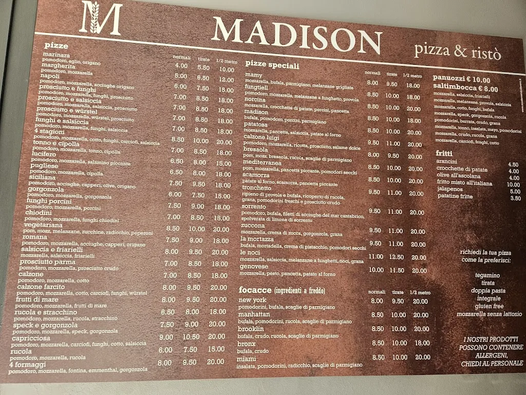 Menu_Madison - Pizza & Ristò _Montecchio Emilia_immagine_1