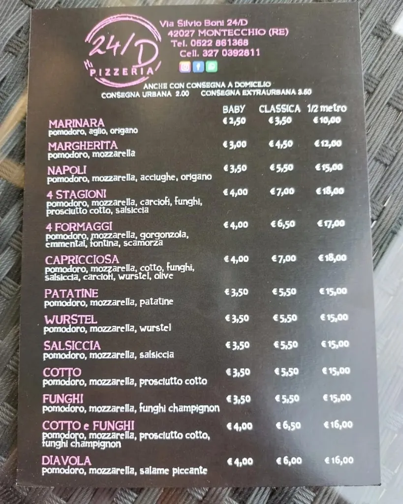 Menu_Pizzeria 24/D_Montecchio Emilia_immagine_3