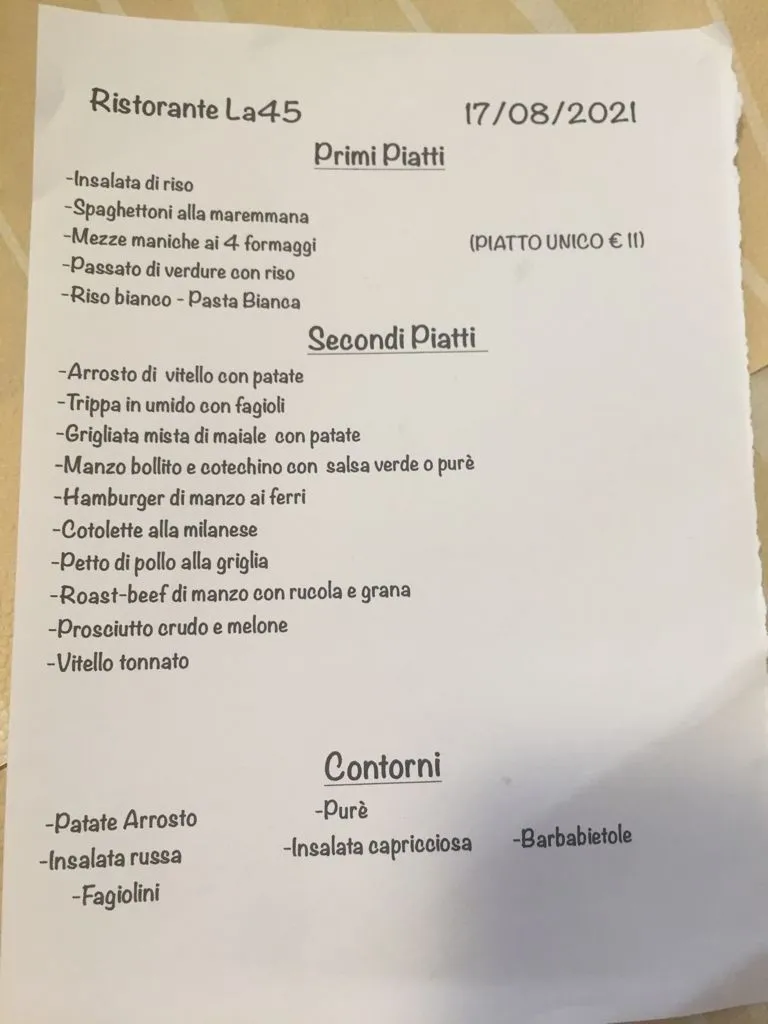 Menu_Ristorante Trattoria la 45_Niviano_image_3