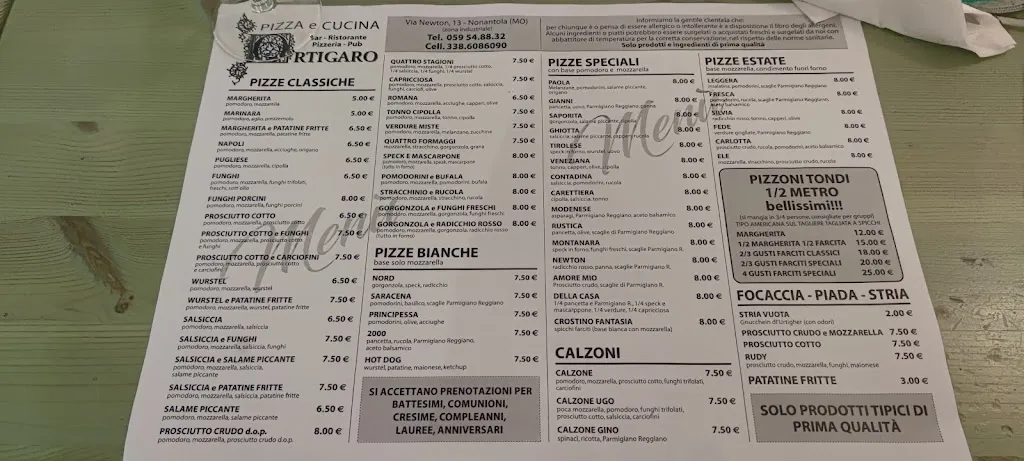 Menu_Ortigaro Bar Ristorante Pizzeria_Nonantola_image_1