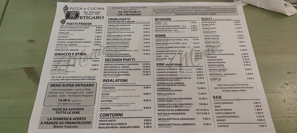 Menu_Ortigaro Bar Ristorante Pizzeria_Nonantola_image_2
