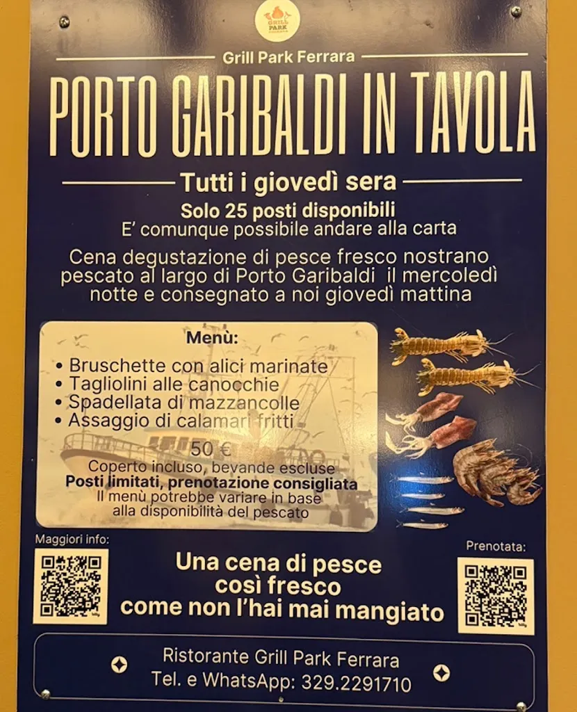 Menu_Ristorante - agriturismo Grill Park Ferrara: cucina tipica di carne e pesce alla brace, pasta e dolci di nostra produzione_Poggio Renatico_image_2