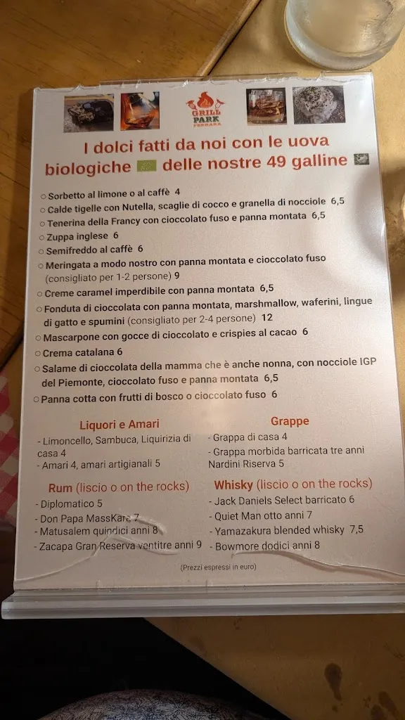 Menu_Ristorante - agriturismo Grill Park Ferrara: cucina tipica di carne e pesce alla brace, pasta e dolci di nostra produzione_Poggio Renatico_image_3