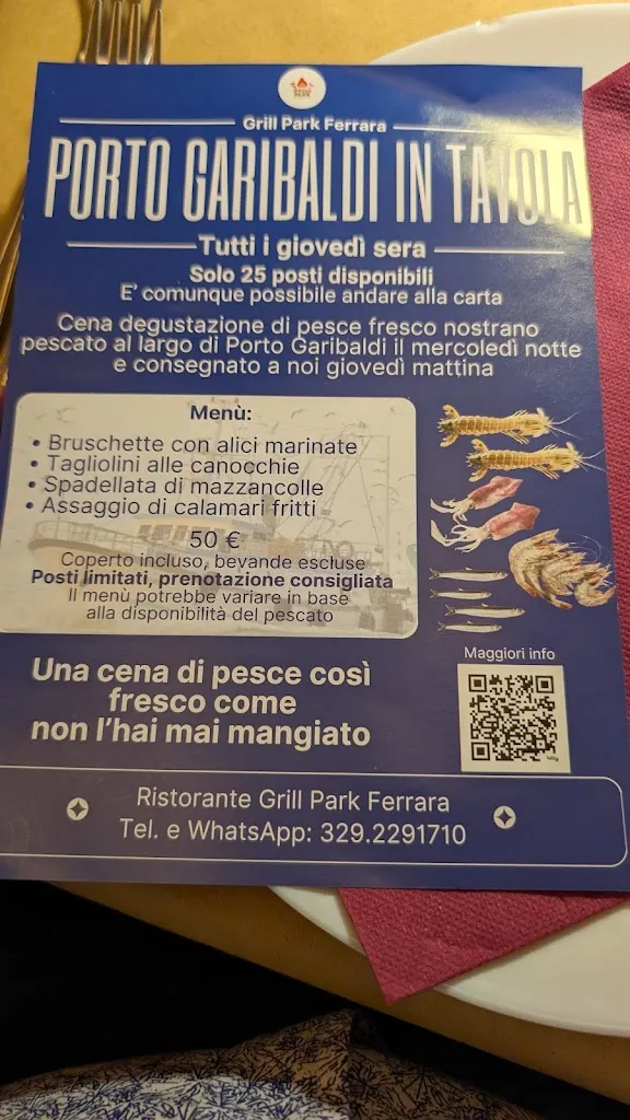 Menu_Ristorante - agriturismo Grill Park Ferrara: cucina tipica di carne e pesce alla brace, pasta e dolci di nostra produzione_Poggio Renatico_image_4