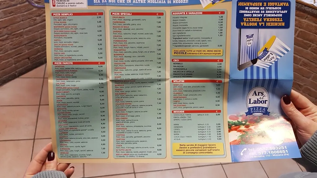 Menu_Pizzeria Ars Et Labor - Via Modena Porotto_Porotto-Cassama_image_1