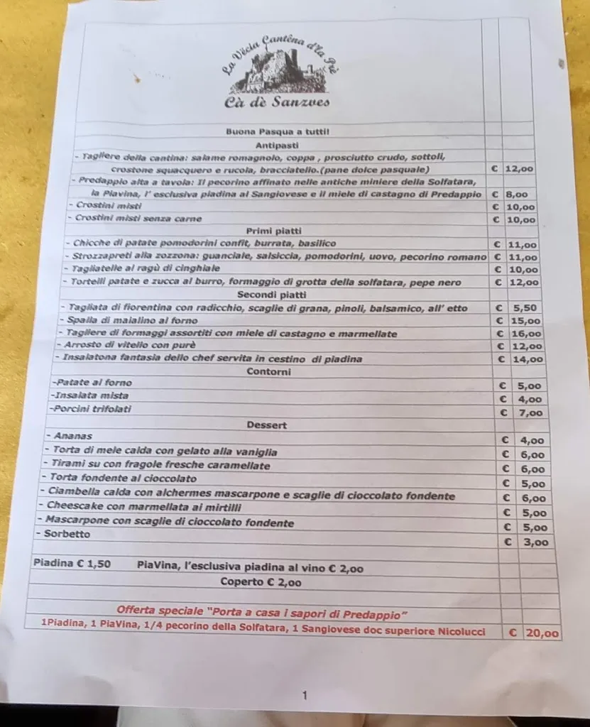 Menu_La Vecia Cantena d'la Pre' - Ca' de Sanzves_Predappio_image_2