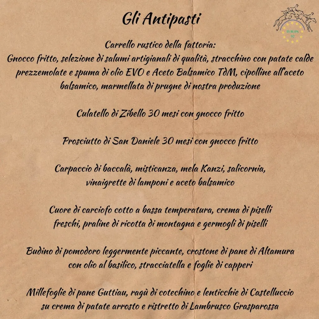 Menu_Ristorante Europa 92 Ristorante Pavarotti_Provincia di Modena_image_1
