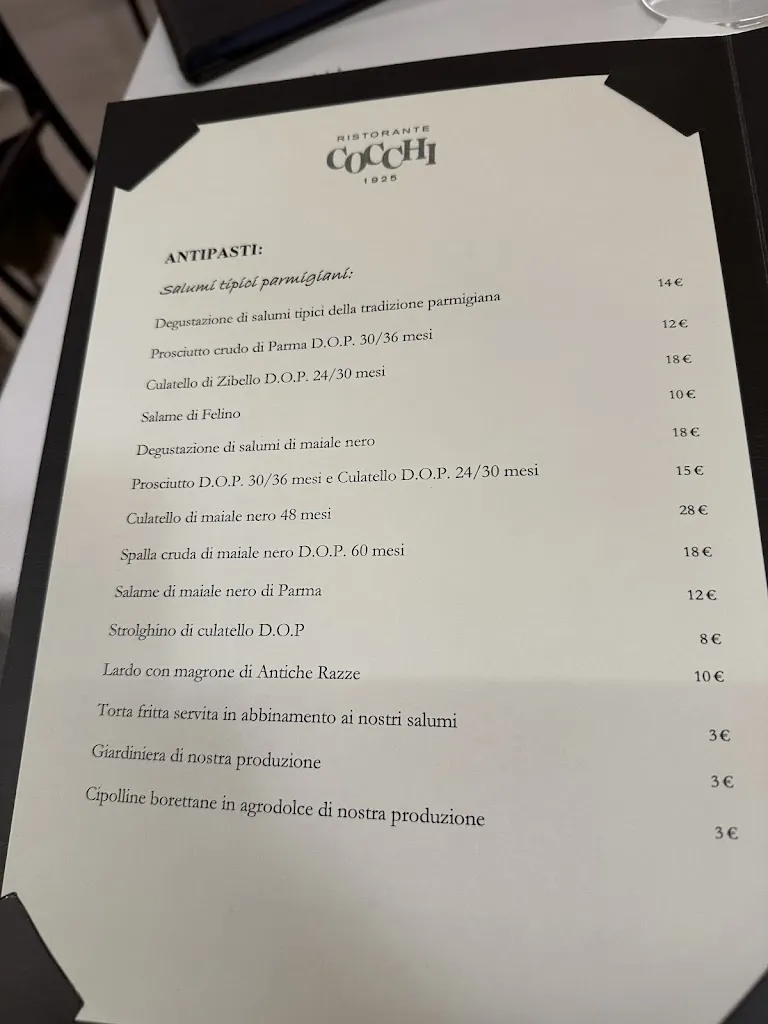 Menu_Ristorante Cocchi - Trattoria Tipica Parmigiana dal 1925_Provincia di Parma_image_1