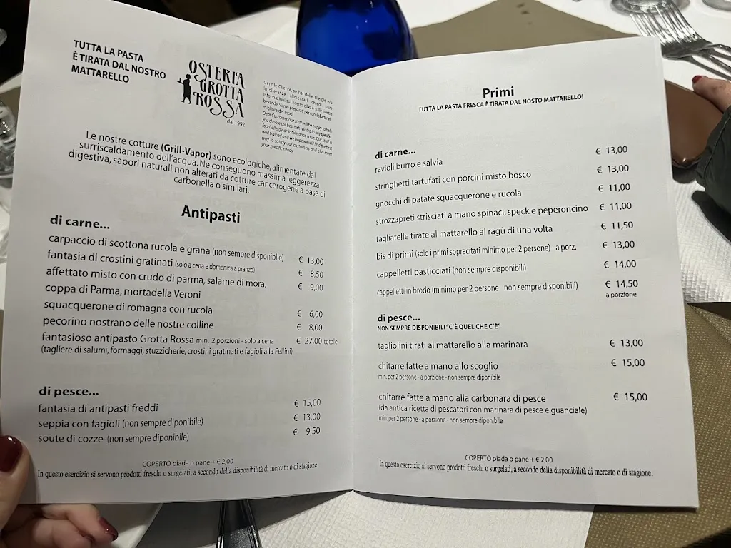 Menu_Trattoria Osteria Grotta Rossa_Provincia di Rimini_immagine_1