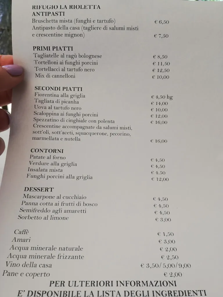 Menu_Ristorante Rifugio Lago Rioletta_San Benedetto Val di Sambro_image_2
