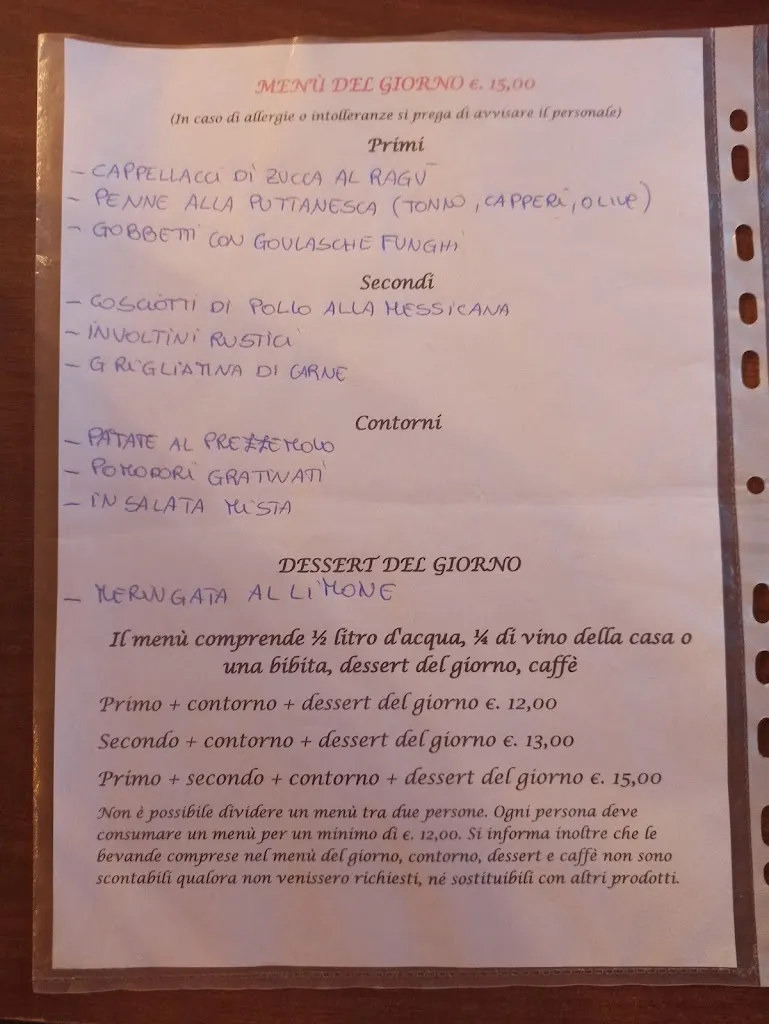 Menu_Trattoria e Pizzeria 