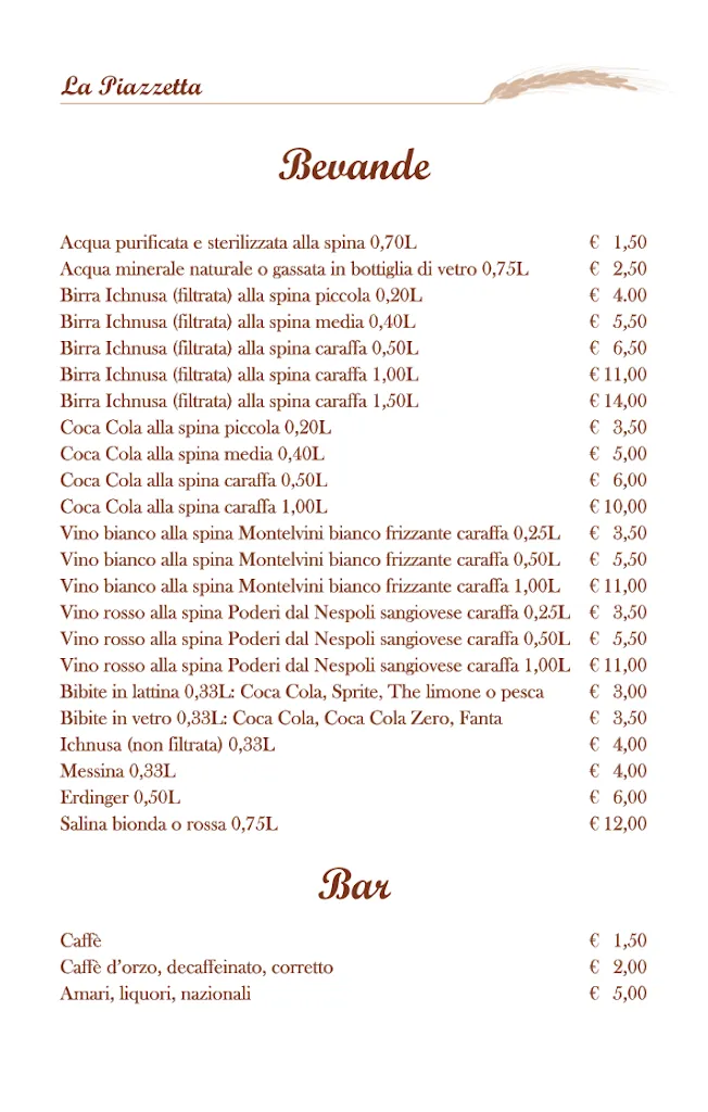 Menu_Ristorante Pizzeria La Piazzetta_San Pietro In Vincoli_immagine_1