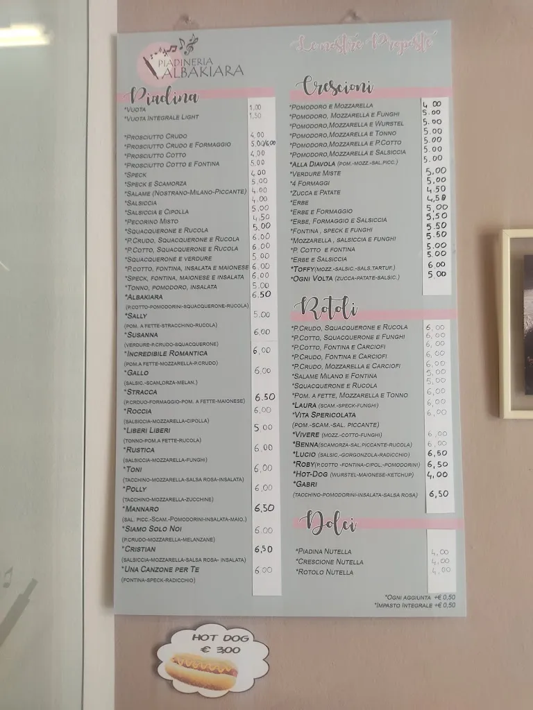 Menu_Piadineria Albakiara_San Piero in Bagno_image_1