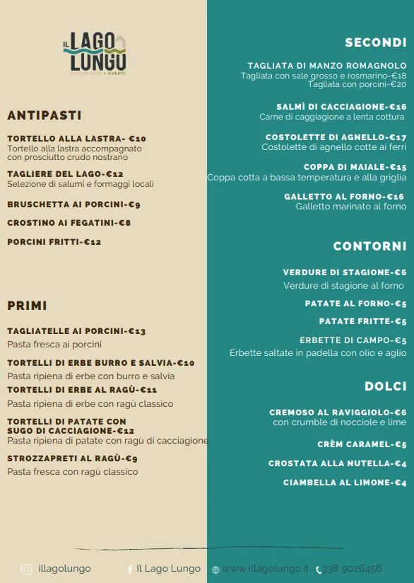 Menu_Il Lago Lungo di Bagno di Romagna  - Ristorante & Eventi_San Piero in Bagno_image_1