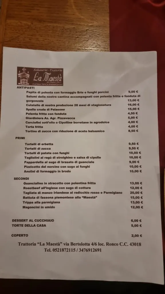 Menu_Trattoria la Maestà, Trecasali_San Secondo Parmense_image_2