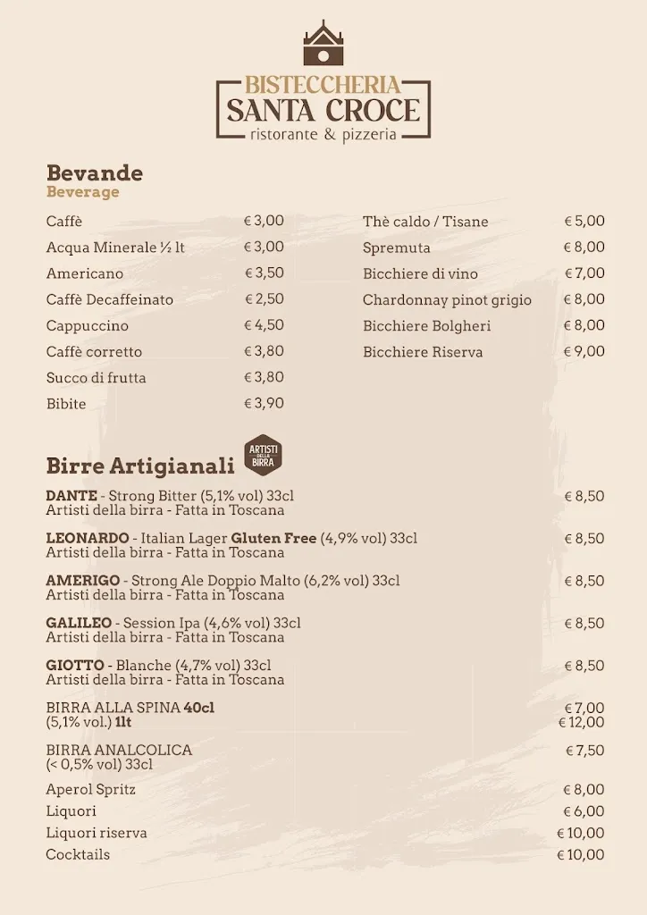 Menu_Bisteccheria Santa Croce - Piazza Santa Croce Firenze_Santa Croce Scuole_image_2