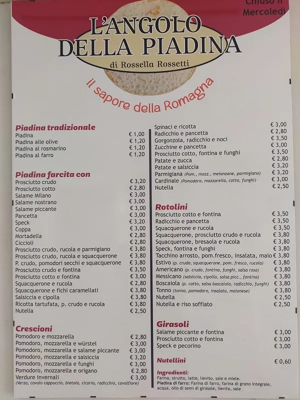 Menu_Piadineria L'Angolo della Piadina | Bagnacavallo_Savarna-Conventello_image_1