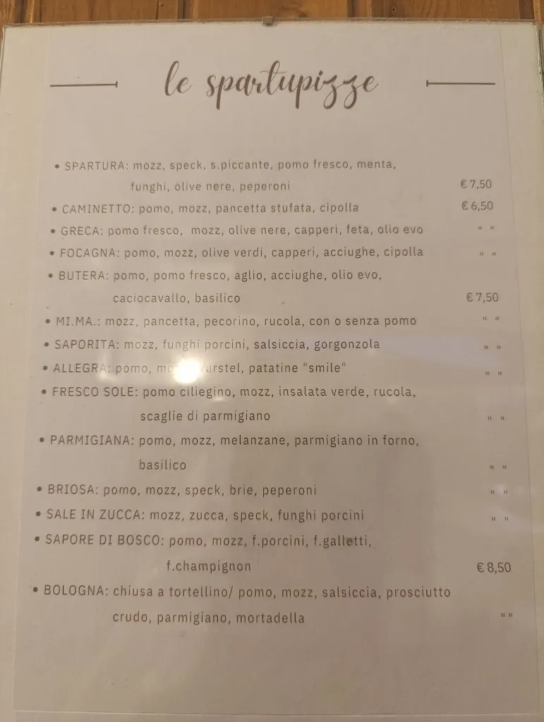 Menu_Pizzeria Ristorante La Spartura_Savigno_image_1