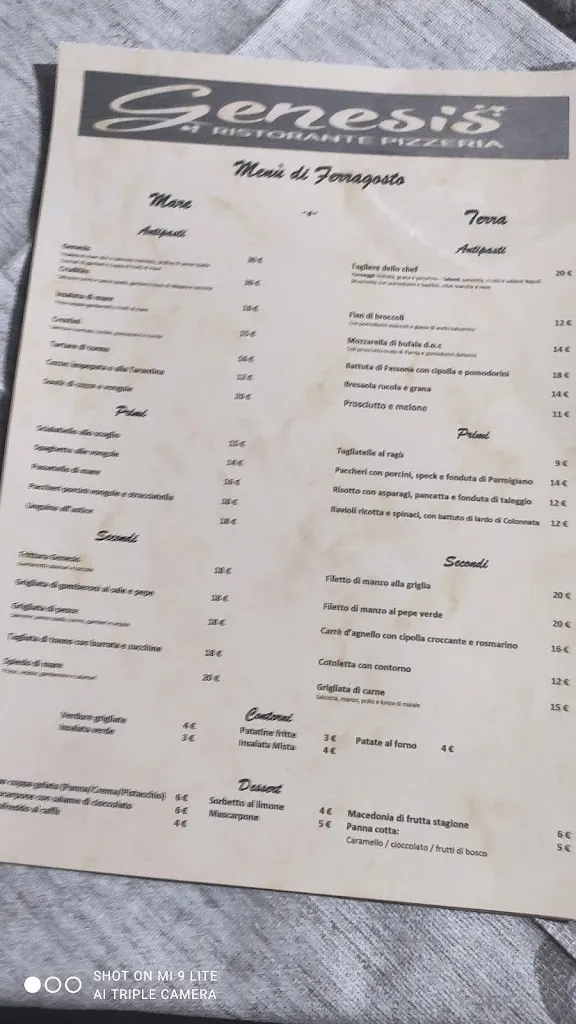 Menu_Genesis Ristorante Pizzeria_Savignano sul Panaro_image_1