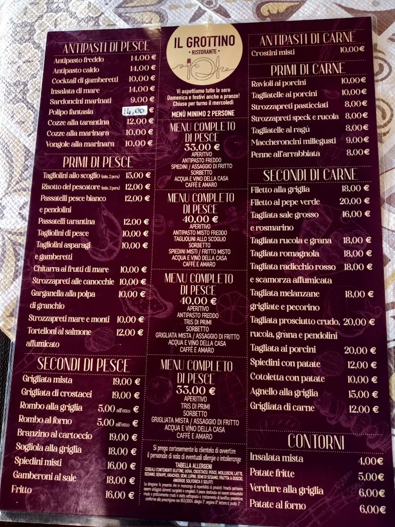 Menu_Ristorante Pizzeria Il Grottino_Savignano sul Rubicone_image_1