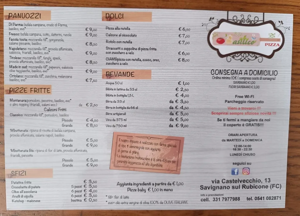 Menu_Pizzeria O'Basilico_Savignano sul Rubicone_image_1