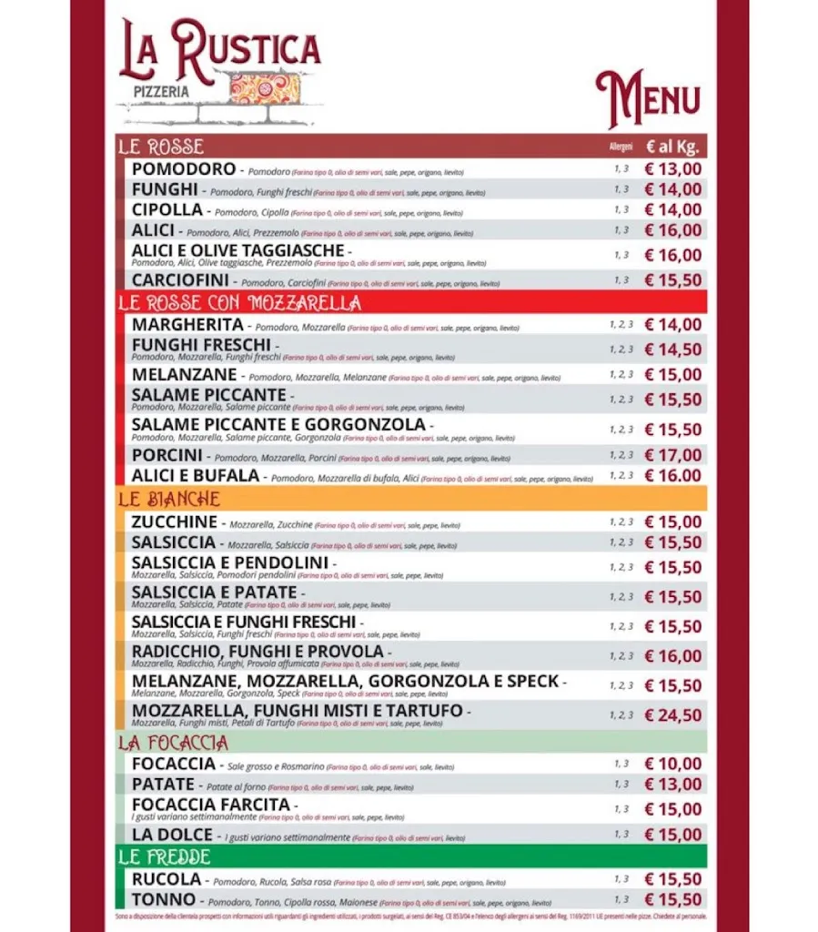 Menu_Pizzeria La Rustica_Savignano sul Rubicone_image_1
