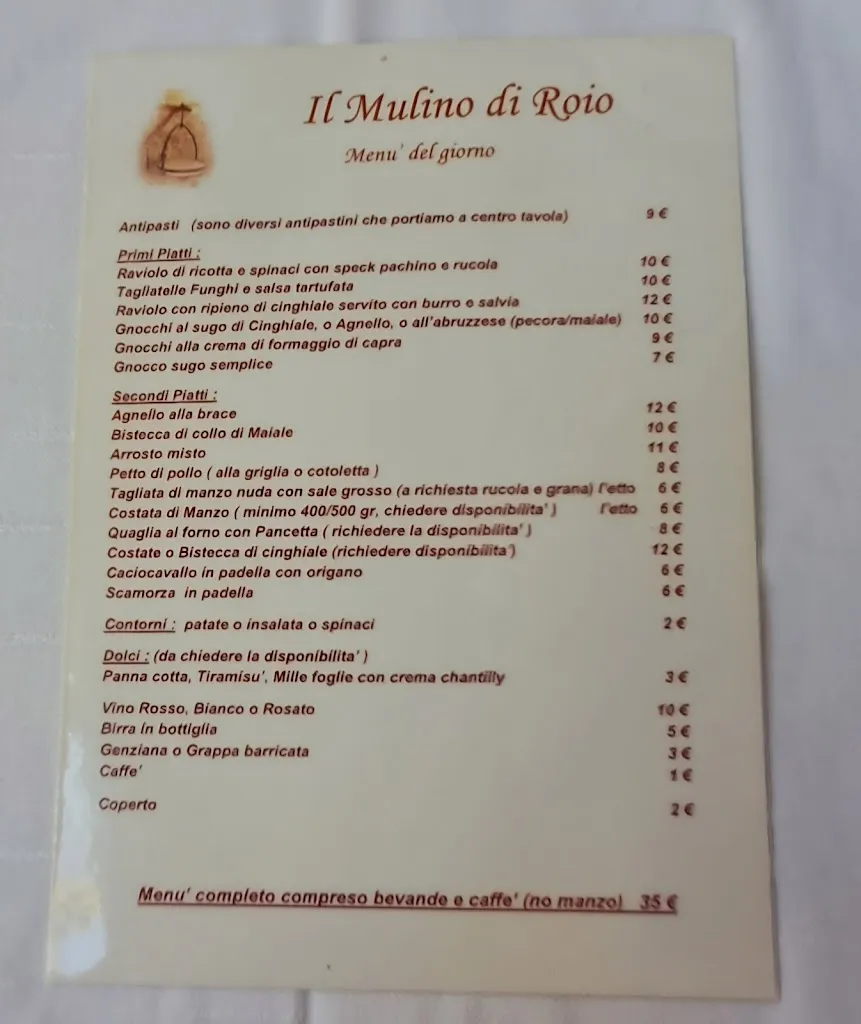 Menu_Il Mulino di Roio._Roio del Sangro_image_1