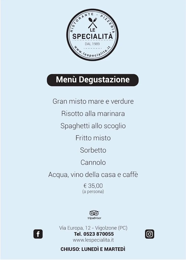 Menu_Ristorante Pizzeria Le Specialità_Vigolzone_image_3
