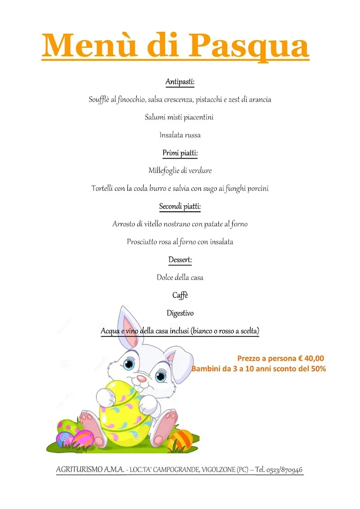 Menu_Ristorante @ Agriturismo A.M.A._Vigolzone_image_1