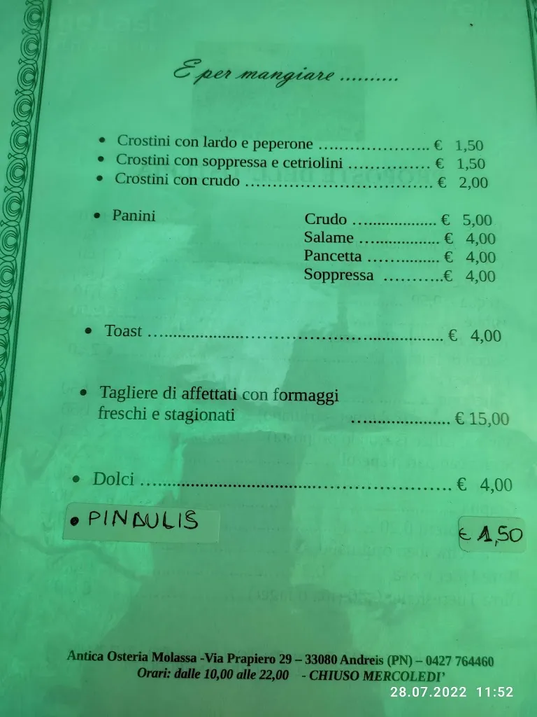 Menü_Osteria Ponte Molassa_Andreis_Bild_1