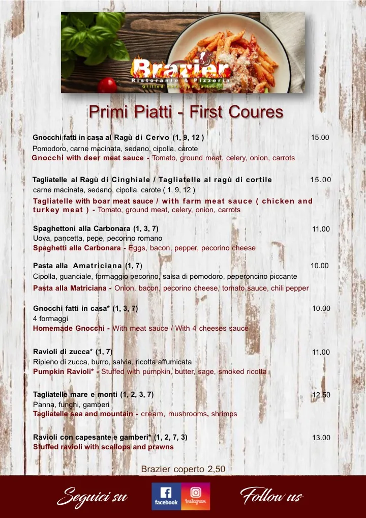 Menu_Brazier ristorante pizzeria_Aviano_immagine_1