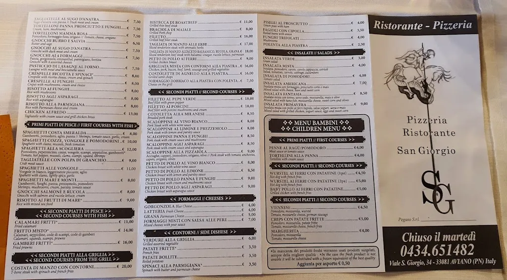 Menu_Ristorante Pizzeria San Giorgio_Aviano_immagine_1