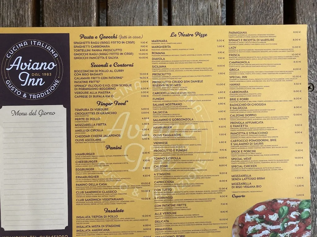 Menu_Trattoria - Pizzeria Aviano Inn_Aviano_image_1