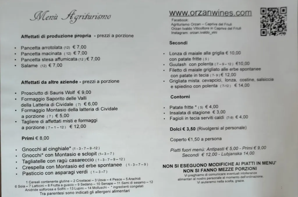 Menu_Agriturismo Orzan - Azienda Vitivinicola_Capriva del Friuli_image_1