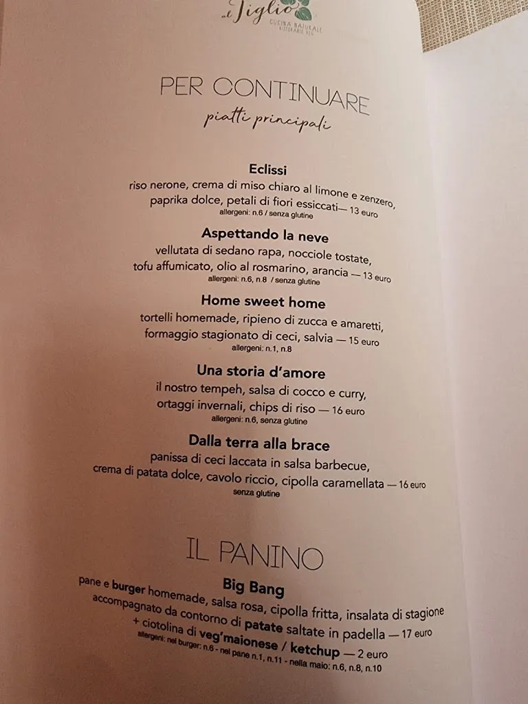 Menu_Al Tiglio cucina naturale / Ristorante Veg_Colloredo di Monte Albano-Lauzzana_image_2