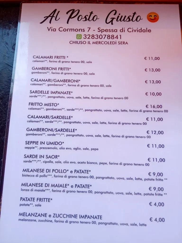 Menu_AL POSTO GIUSTO_Cividale del Friuli_image_1