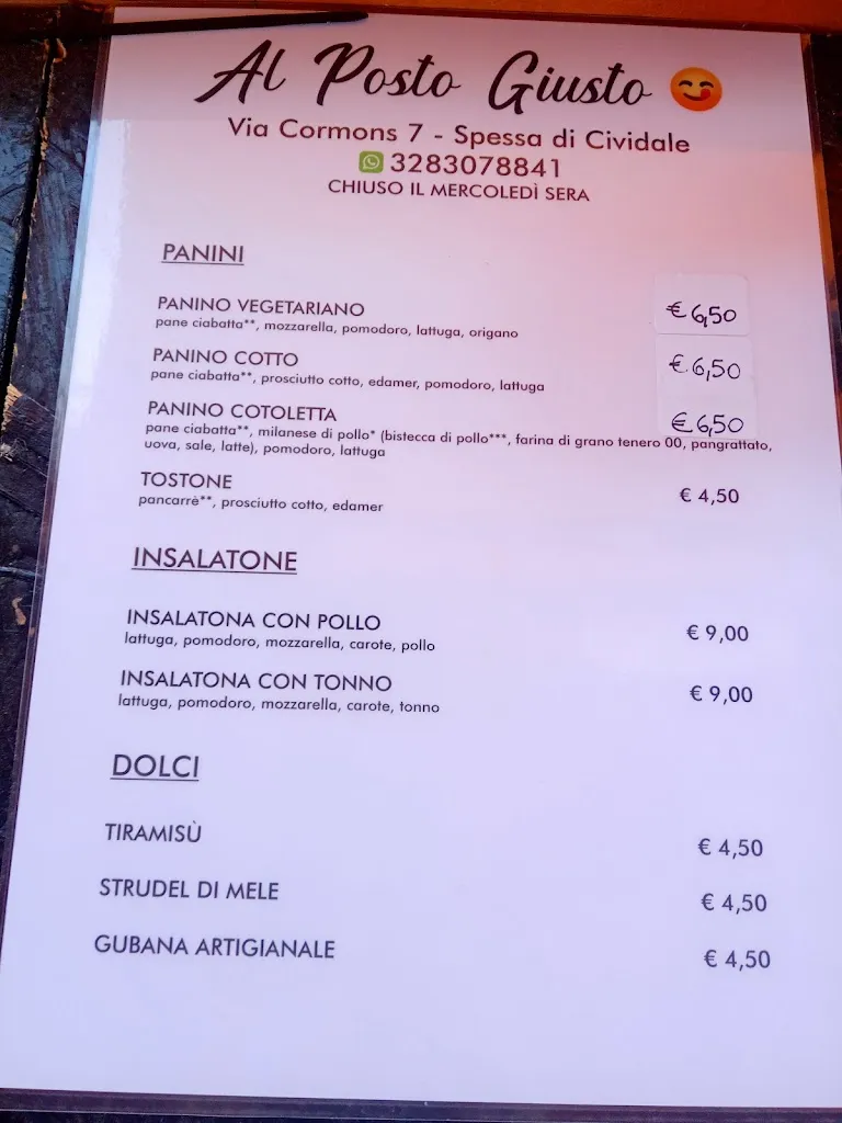 Menu_AL POSTO GIUSTO_Cividale del Friuli_image_2