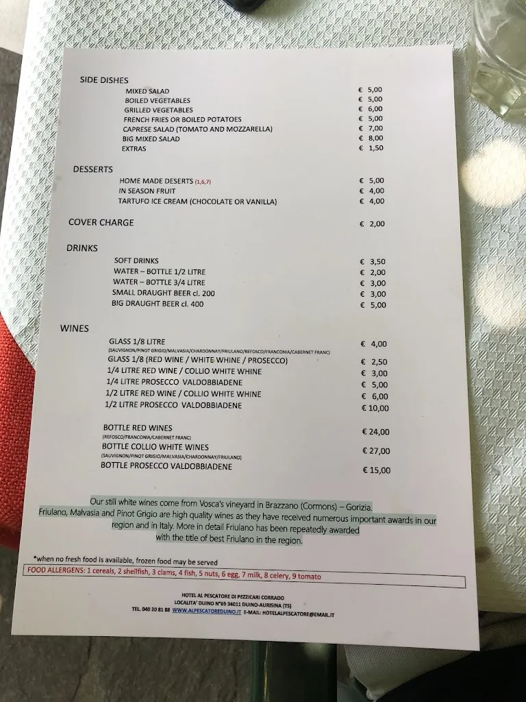 Menu_Albergo Ristorante al Pescatore_Duino_image_1