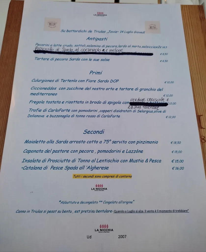 Menu_La Nicchia - Ristorante con Cucina Sarda & Bottega_Gemona_image_1