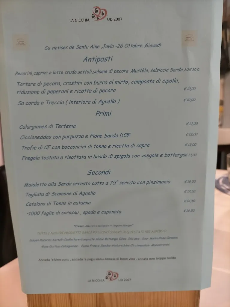Menu_La Nicchia - Ristorante con Cucina Sarda & Bottega_Gemona_image_2