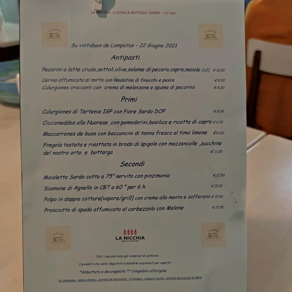 Menu_La Nicchia - Ristorante con Cucina Sarda & Bottega_Gemona_image_3