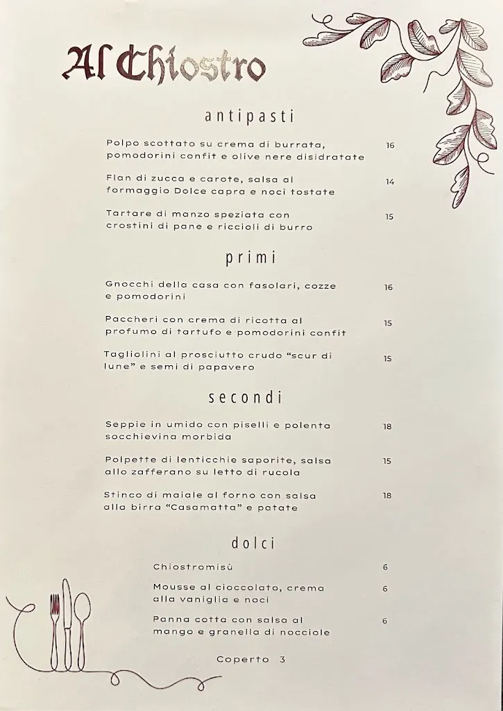 Menu_Al Chiostro Bistrò_Gorizia_image_1