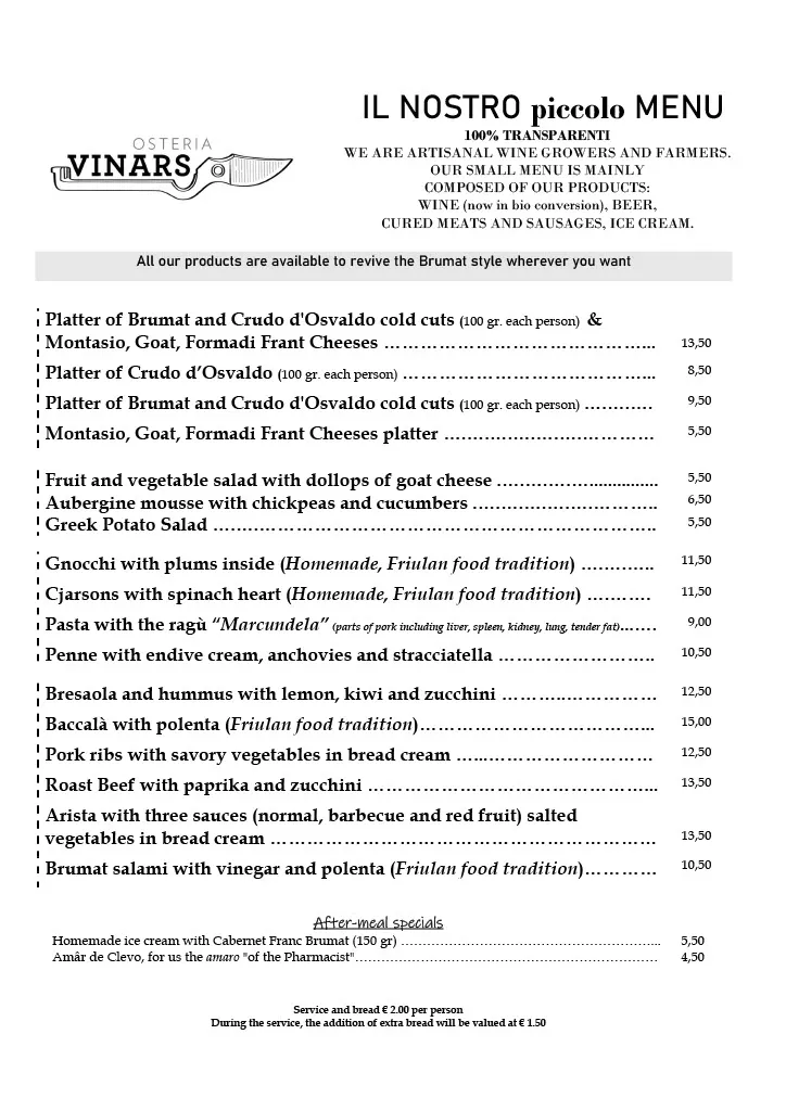 Menu_Osteria Vinars by Az. Agr. Brumat Gabriele_Medea_immagine_1