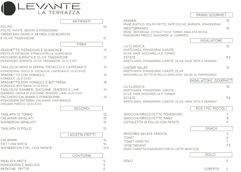 Menu_Levante - La Terrazza_Lignano Sabbiadoro_image_1