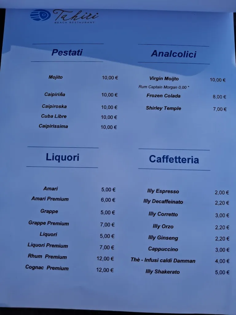 Menu_Tahiri Beach Restaurant_Lignano Sabbiadoro_image_1