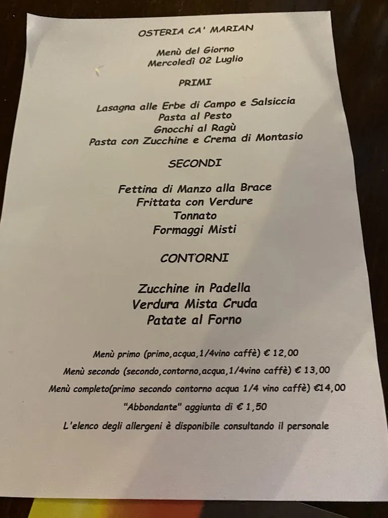 Menu_Osteria Ca Marian_Martignacco_immagine_1