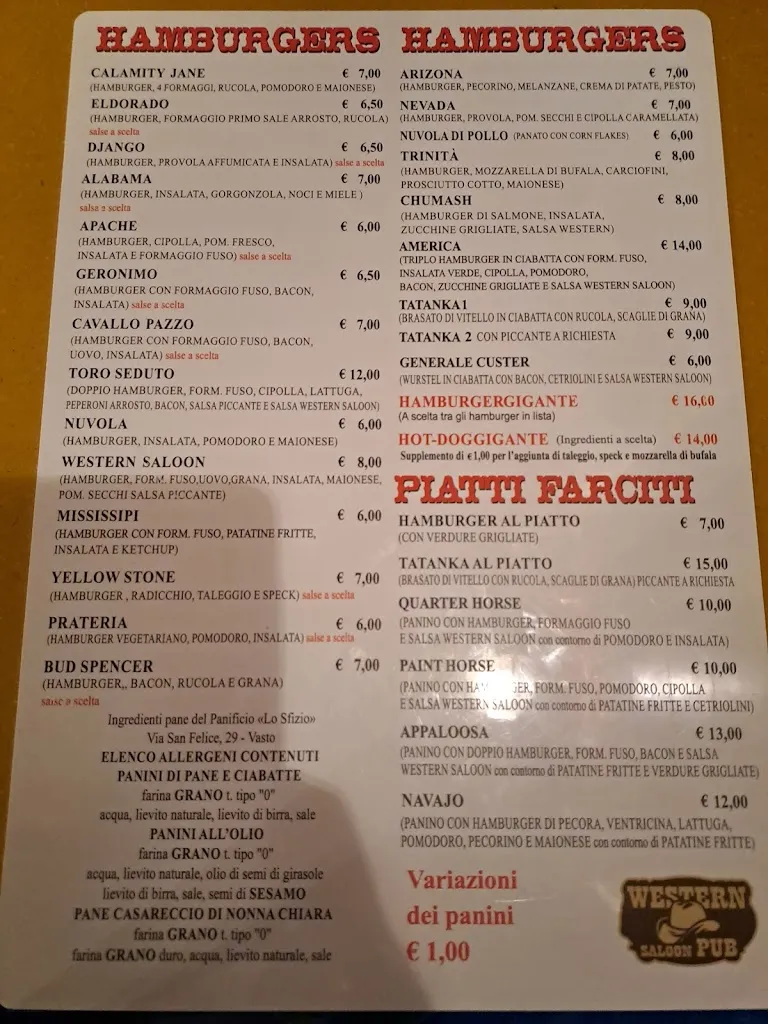 Menu_Western Saloon - Pub Braceria - San Salvo_San Salvo_image_1
